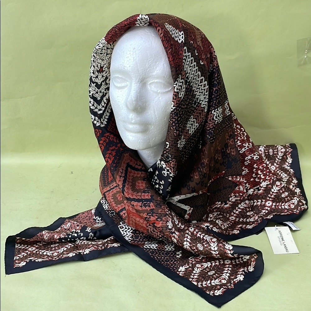 Vintage multicolored Adrienne Landau silk scarf
